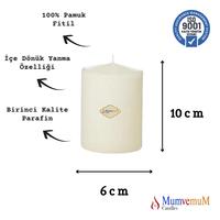 6x10 Krem Silindir Mum 