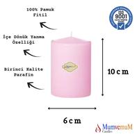 6x10 Pembe Silindir Mum 