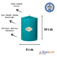6x10 Turkuaz Silindir Mum 