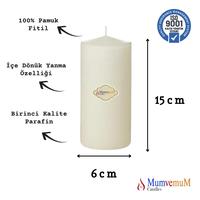 6x15 Krem Silindir Mum 