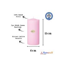 6x15 Pembe Silindir Mum 