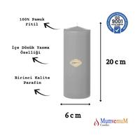 6x20 Gri Silindir Mum 