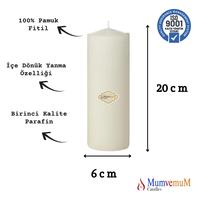 6x20 Krem Silindir Mum 