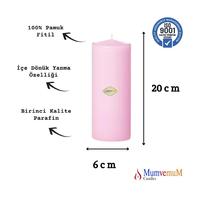 6x20 Pembe Silindir Mum 