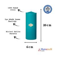 6x20 Turkuaz Silindir Mum 