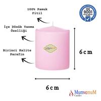 6x6 Pembe Silindir Mum 