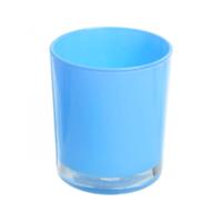 12 Adet Açık Mavi Pastel Renk Cam Mumluk - İç Boyama - Doluma Uygun 403