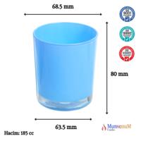Açık Mavi Pastel Renk Cam Mumluk - İç Boyama - Doluma Uygun 403