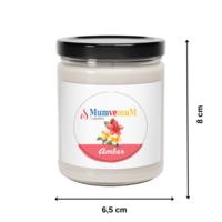 Ahşap Fitil Kavanoz Mum Amber Kokulu 