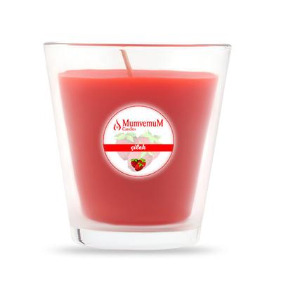 Çilek Kokulu Konik  Bardak Mum