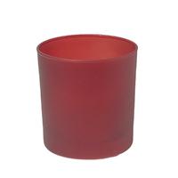 6 Lı Kırmızı Buzlu Düz Cam Bardak  Mumluk 405