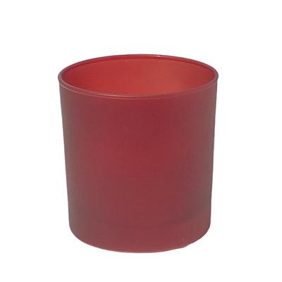 Kırmızı Buzlu Düz Cam Bardak  Mumluk 405
