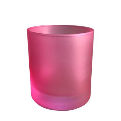 Koyu Pembe Buzlu Düz Cam Bardak  Mumluk 405