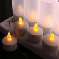 1 Koli 12 Set 6 Lı Led Tealight Şarjlı Mum ve Kırmızı Mumluk