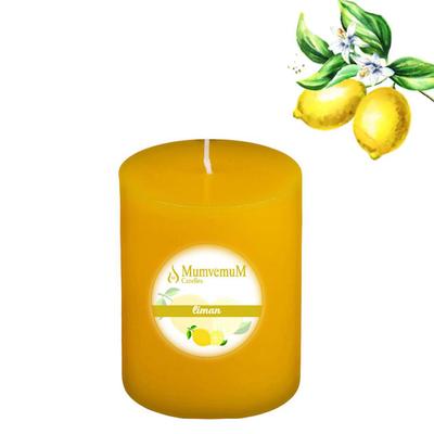 Limon Kokulu 7X10 Sarı Silindir Mum