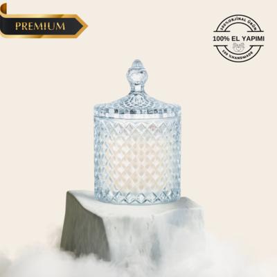 Premium Serisi Kristal Desenli Cam Kapaklı Mum Medium Model