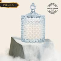 Premium Serisi Kristal Desenli Cam Kapaklı Mum Big Model
