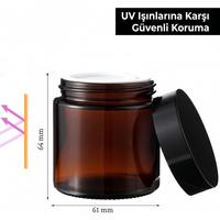Amber Cam Kavanoz  100 ml Kapaklı - Mum Doldurmaya Uygun 