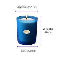 Amber Çiçeği Kokulu Mavi Buzlu Cam Bardak İçi Beyaz Mum 405