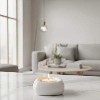 Beyaz Seramik Tealight Mumluk