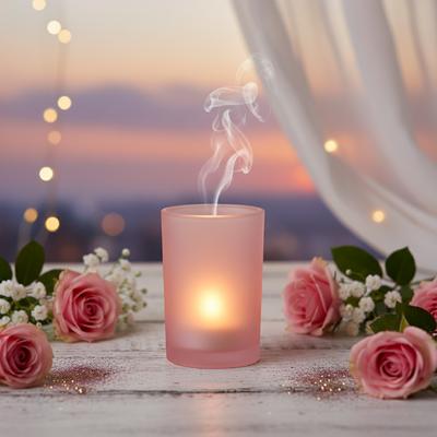 Buzlu Pembe Renk Cam Mumluk 