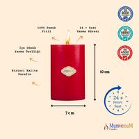 Çilek Kokulu 7X10 Kırmızı Silindir Mum