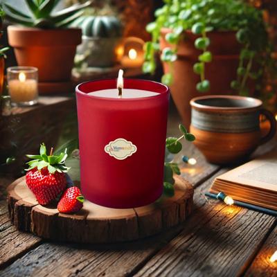 Çilek Kokulu Kırmızı Buzlu Bardak Mum İçi %100 Soya Mum 405