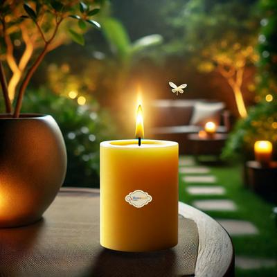 Citronella Sinek Kovan 7X10 Sarı Silindir Mum