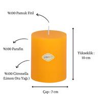 1 Koli 12 Adet Citronella Sinek Kovan 7X10 Sarı Silindir Mum