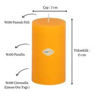 1 Koli 12 Adet Citronella Sinek Kovan 7X15 Sarı Silindir Mum