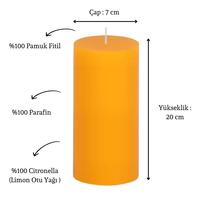 1 Koli 12 Adet Citronella Sinek Kovan 7X20 Sarı Silindir Mum