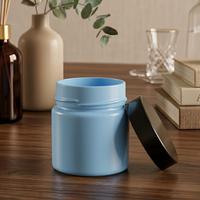 Dış Boyama Açık Mavi  Kavanoz Kapaklı- Mum Dolumuna Uygun 