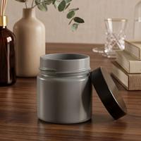 Dış Boyama Gri Kavanoz Kapaklı- Mum Dolumuna Uygun 