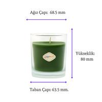Elma Kokulu Yeşil Cam Bardak İçi Mum