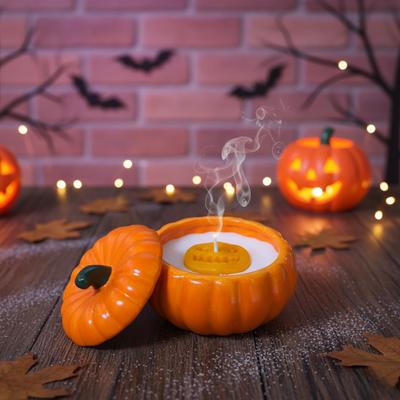 Halloween Kabak Model Kapaklı Mum 