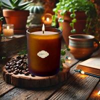Kahve Kokulu Amber  Buzlu Bardak Mum İçi %100 Soya Mum 405