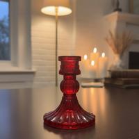 Kırmızı Small Lena Serisi Cam Şamdan Mumluk 