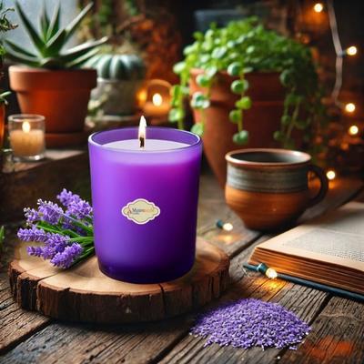 Lavanta Kokulu Mor Buzlu Bardak Mum İçi %100 Soya Mum 405