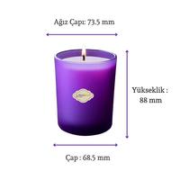 Lavanta Kokulu Mor Buzlu Cam Bardak İçi Beyaz Mum 405