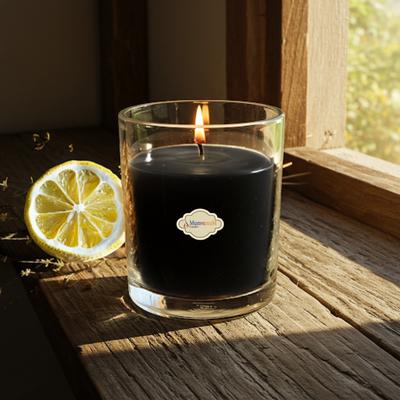 Limon Kokulu Bardak İçi Siyah Mum