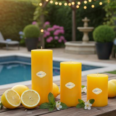 Medium Limon Kokulu Set Mum Çap 7 cm Sarı