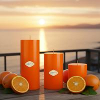 Medium Portakal Kokulu Set Mum Çap 7 cm Turuncu