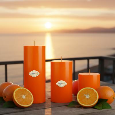 Medium Portakal Kokulu Set Mum Çap 7 cm Turuncu