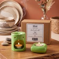 Mire Home Yeşil Seramik Buhurdanlık ve Mumluk Seti