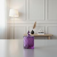 Mor  Kristal Cam  Kapaklı Şekerlik