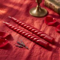 Outlet Ürün  2 Li Burgulu Şamdan Mum Bordo