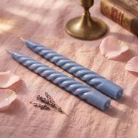 Outlet Ürün  2 Li Burgulu Şamdan Mum Mavi