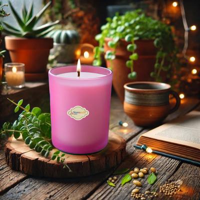 Pembe Buzlu Bardak Mum İçi %100 Soya Mum 405