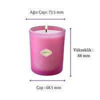 Pembe Buzlu Cam Bardak İçi Beyaz Mum 405