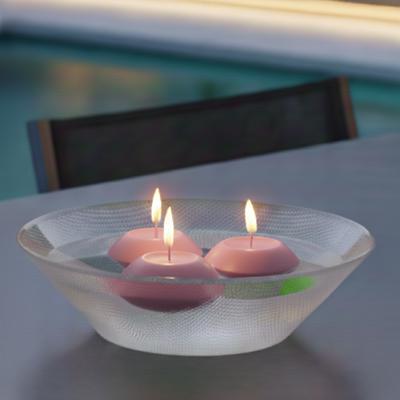 Pembe Suda Yüzen Mumlar 12'li Paket – 5 cm Çap